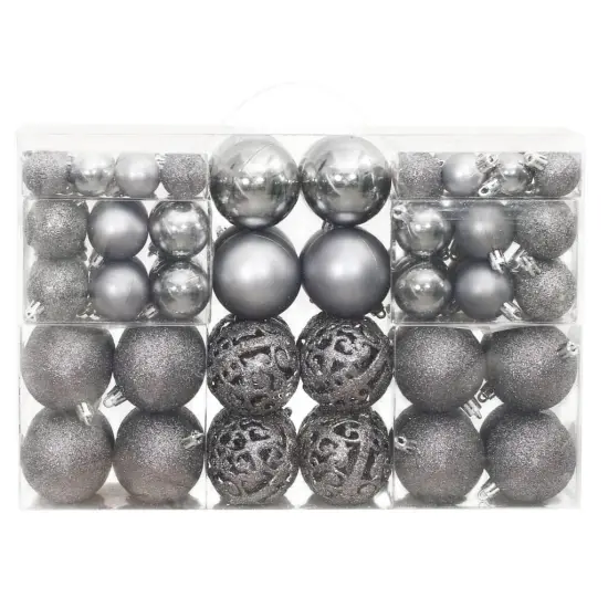 Christmas Baubles 100 pcs1.2" / 1.6" / 2.4" Gray {2}