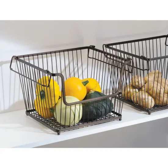 mDesign Stackable Storage Basket with Handles, 6 Pack {2}