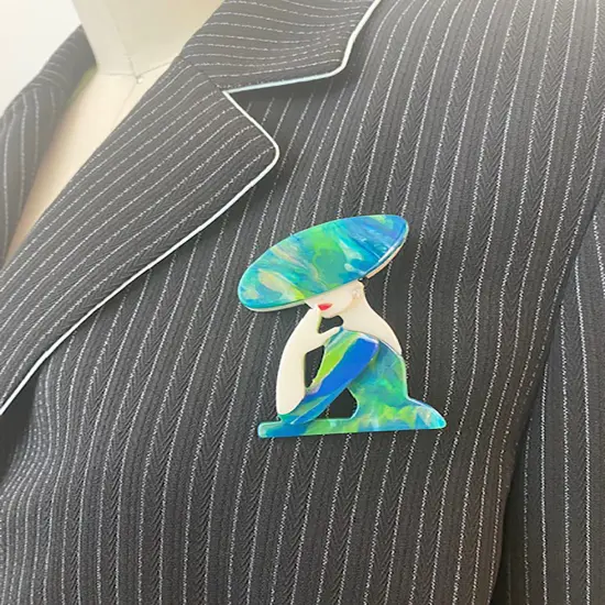 Wrapables Acrylic Fashion Brooch Pin for Sweaters, Coats, Scarves, and Bags, Elegant Lady {5}