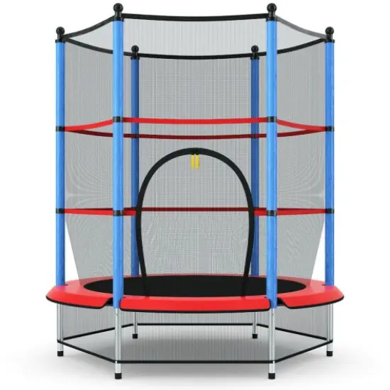 55" Kids Jumping Trampoline with Safety Pad Enclosure Combo {2}
