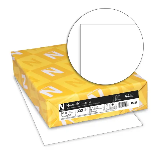 300 Sheets Index Cardstock, 8.5" x 11", 90 lb/163 gsm, White, Lightweight, 94 Brightness, {1}