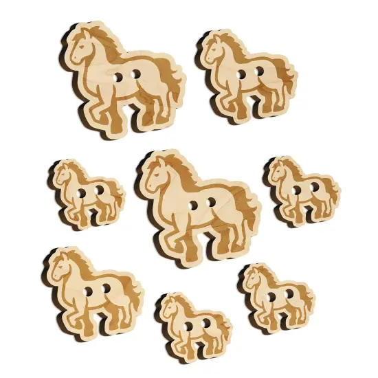 Majestic Standing Horse Wood Buttons for Sewing Knitting Crochet DIY Craft {7}