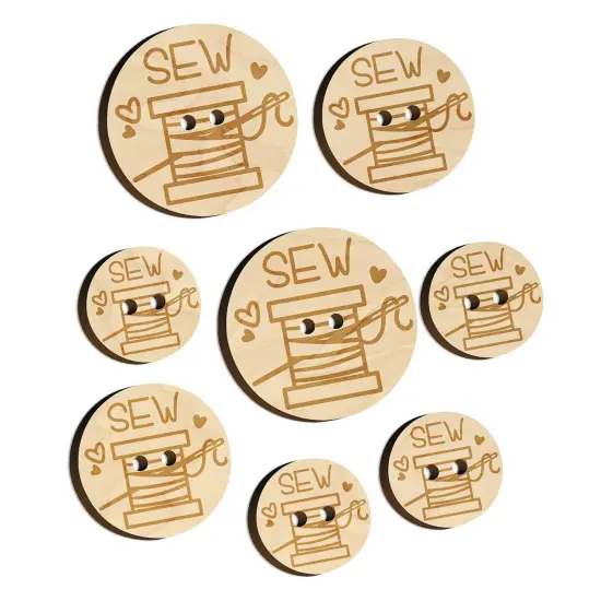 Spool of Thread Sew Sewing Wood Buttons for Sewing Knitting Crochet DIY Craft {7}
