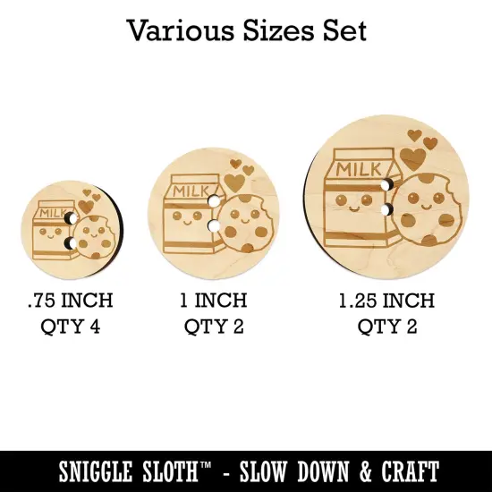 Cute Milk and Cookies Best Friends Love Wood Buttons for Sewing Knitting Crochet DIY Craft {1}