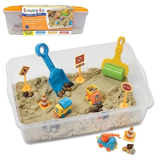 Sensory Bin: Construction Zone Playset - Preschool Learning Activities, Excavator Toys for Boys Ages 3-5+, Outdoor Toys and Gifts for Kids {2}