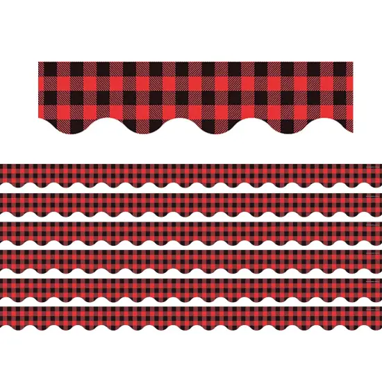 Red and Black Gingham Scalloped Border Trim, 35 Feet Per Pack, 6 Packs {1}
