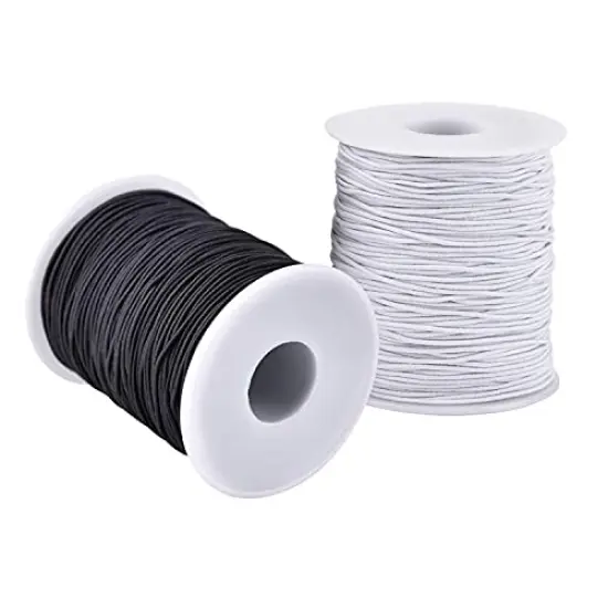 2 Rolls 1 mm Sturdy Stretchy Elastic Cord for Jewelry Making, Necklaces, Beading Black and White {2}