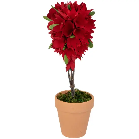 Northlight Wooden Mixed Floral Valentine's Day Heart Artificial Topiary - 14" - Red {4}