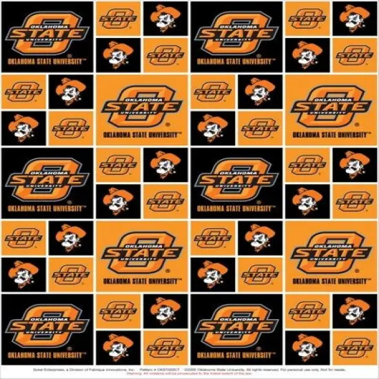 Sykel Enterprises-Oklahoma State University Cotton Fabric-Oklahoma State OSU Cowboys Geometric Cotton Quilting Fabric {1}