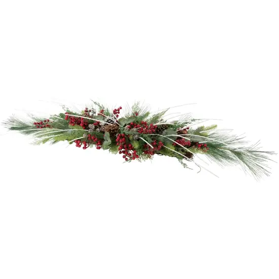 Northlight Real Touch&trade; Berries and Birch Twigs Artificial Pine Christmas Swag - 62" - Unlit Green {7}