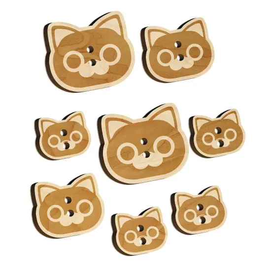 Round Cat Face Wood Buttons for Sewing Knitting Crochet DIY Craft {7}