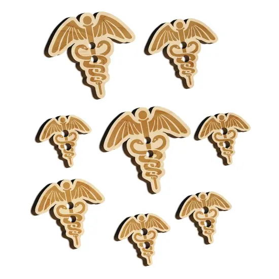 Caduceus Health Medical Symbol Wood Buttons for Sewing Knitting Crochet DIY Craft {7}