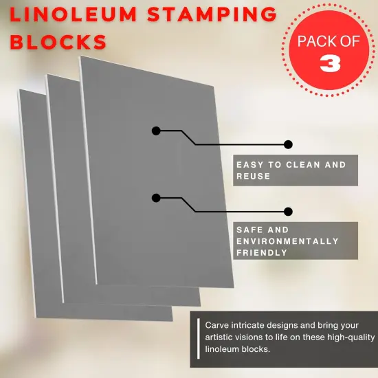 Linoleum Blocks for Printmaking - Printmaking Supplies from Pixiss - Linocut Rubber Stamps (3 Pack) 8 {4}