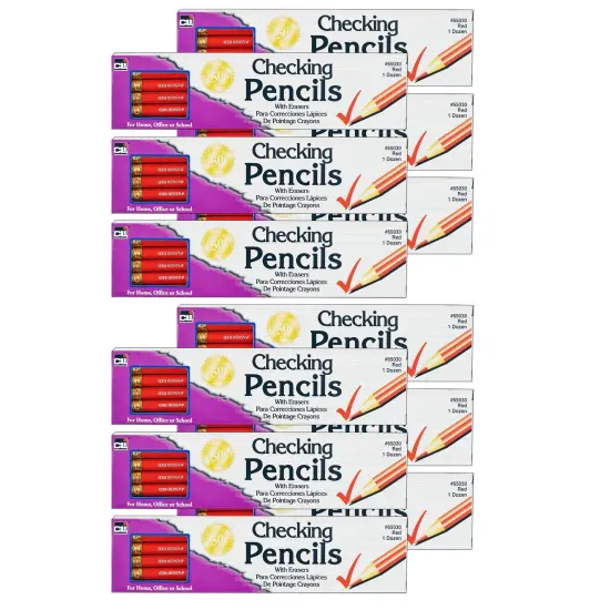 Checking Pencil with Eraser, Red, 12 Per Box, 12 Boxes {1}