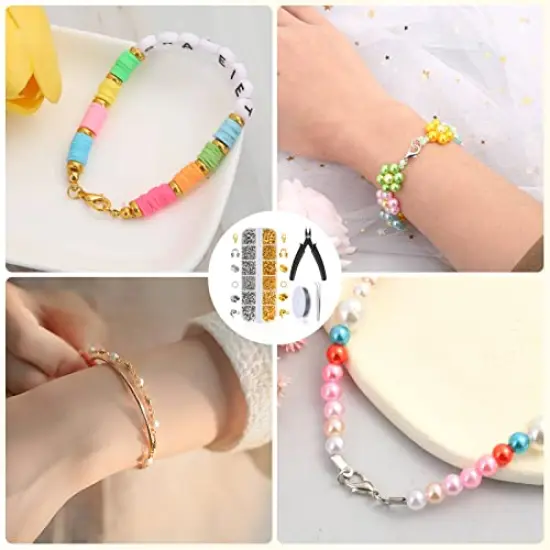 1200 Pieces Crimp Beads Kit for Jewelry Making, Crimp Beads, Covers, Tubes and Wire Guardians, Lobster Clasps, Jump Rings, Crimping Pliers and Beading Wire {4}