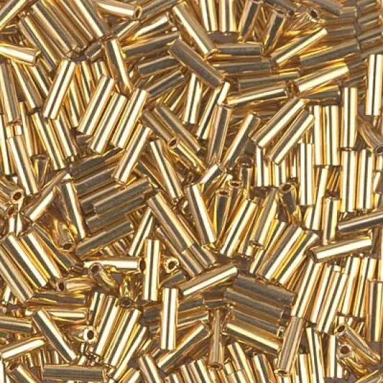 Miyuki 6mm Bugle Beads, 24kt Gold Plated, BGL2-0191, 17 grams {1}