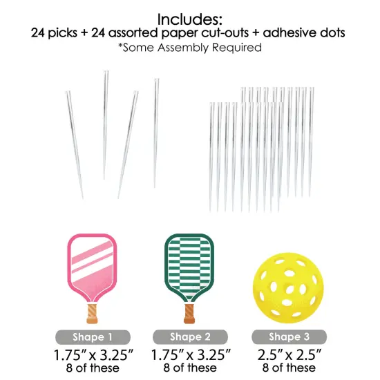 Big Dot of Happiness Pink Pickleball - Dessert Cupcake Toppers - Country Club Party Clear Treat Picks - Set of 24 {6}