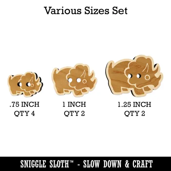 Cute Triceratops Dinosaur Wood Buttons for Sewing Knitting Crochet DIY Craft {1}