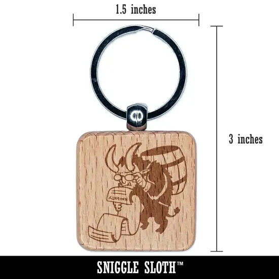 Krampus Checking Christmas Naughty List Engraved Wood Square Keychain Tag Charm {2}
