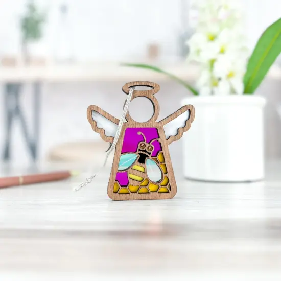 3.5" (H) Honey Bee Ornament - Handcrafted in Texas - Mother's Angels® Christmas Angel Wings Figurine {2}