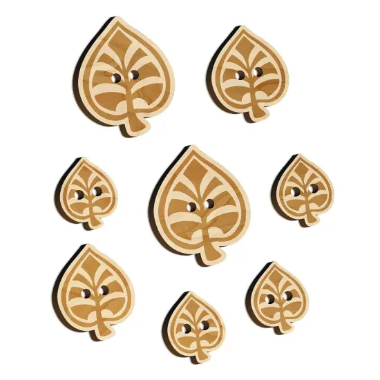 Intricate Leaf Design Wood Buttons for Sewing Knitting Crochet DIY Craft {7}