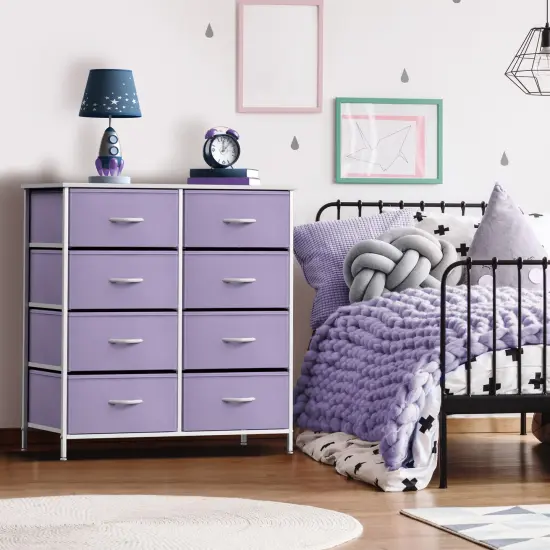 Sorbus Extra Wide Dresser Organizer With 8 Drawers - Large Storage Furniture for Bedroom, Hallway, Living Room, Nursery & Closet Purple {3}