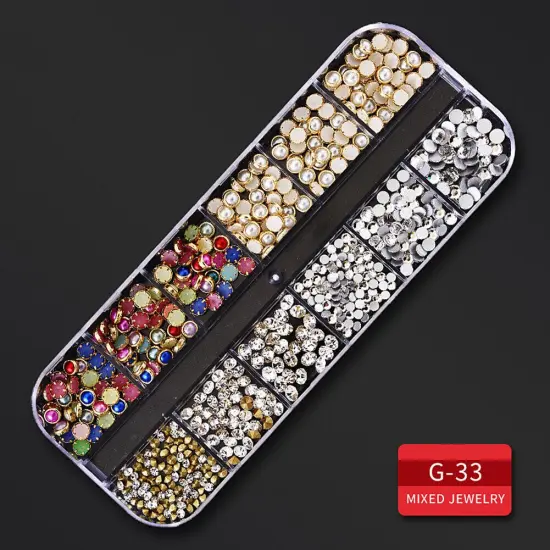 Kitcheniva Nail Glitter Flakes Sequins Rhinestones Pearl Nail Art Decorations {1}