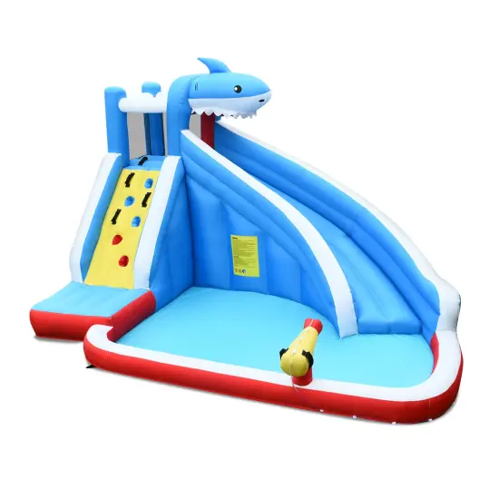 Inflatable Water Slide Shark Bounce House Castle Without Blower {1}