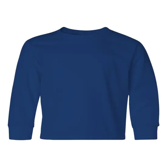 JERZEES&reg; Dri-Power Youth Poly Cotton Long Sleeve Crewneck T-Shirt Royal {2}