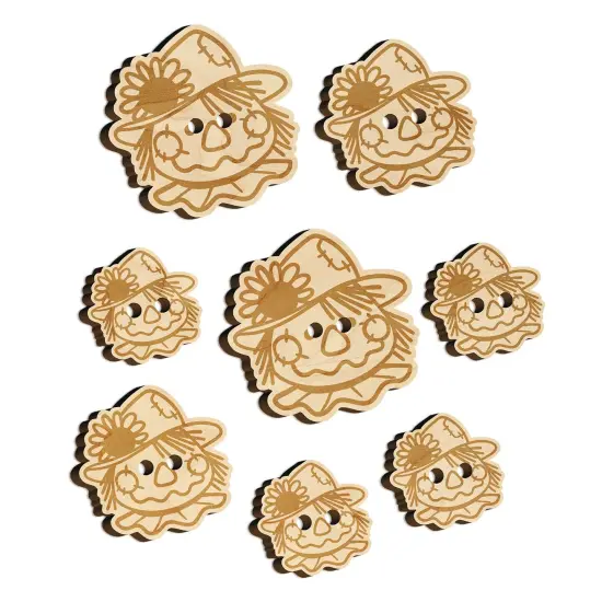 Cute Scarecrow Face Wood Buttons for Sewing Knitting Crochet DIY Craft {7}