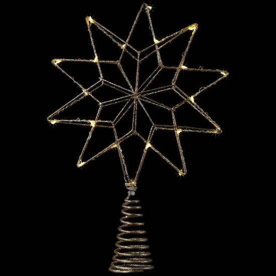 Northlight 12" LED Lighted Glittered Gold Star Christmas Tree Topper, Warm White Lights {1}