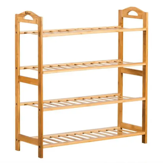 4 Tier Natural Bamboo Wooden Shoe Rack Organizer Stand Storage {1}