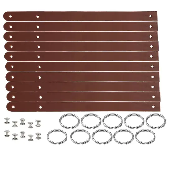 1/2" Blank Leather Keychains Kit - 10 Pre-Cut Blank Keyrings for Stamping & Engraving Mahogany {1}