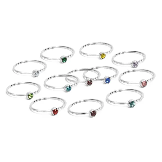 Stainless Steel Birthstone Stacking Ring {3}