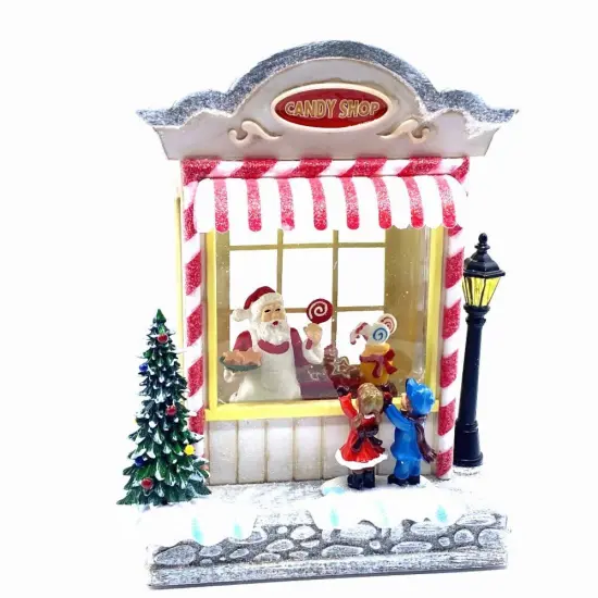 Snow Globe Santa in Candy Shop with Kids 11"H {1}