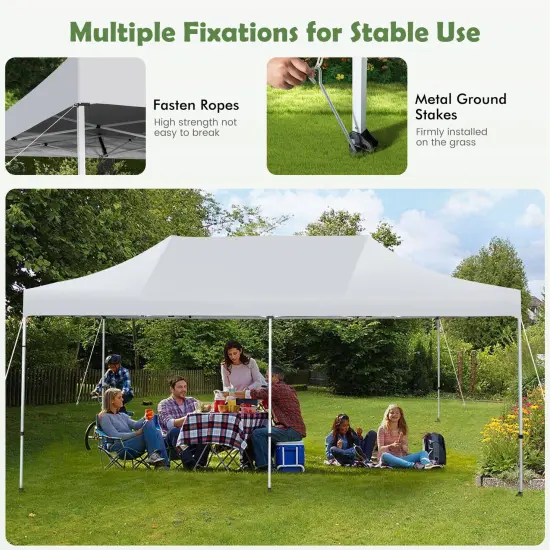 10 x 20 Feet Outdoor Pop-Up Patio Folding Canopy Tent-White {6}