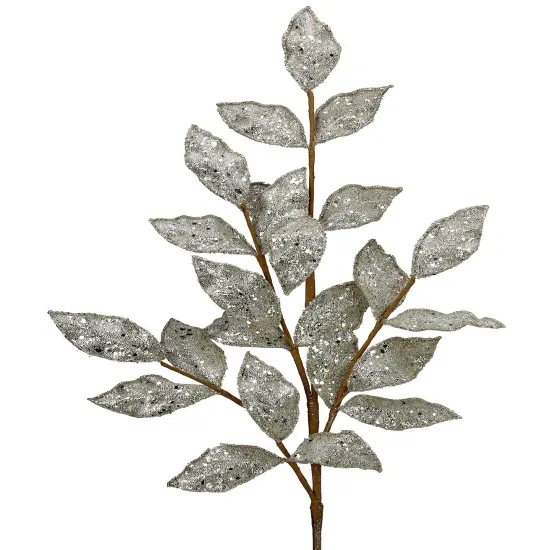 29" Micro Beaded Sequin Bay Leaf Spray &ndash; Elegant Christmas and Floral D&eacute;cor Accent {1}