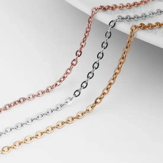 Stainless Steel 2mm Oval Loop Chain 164' Spool 50 meter Gold {6}