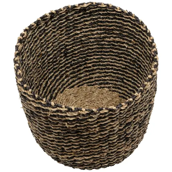Northlight Set of 3 Striped Beige and Black Woven Seagrass Storage Baskets 14" {6}