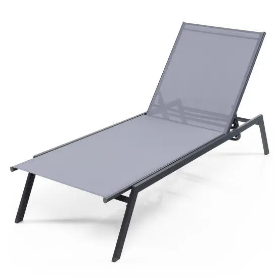 Outdoor Adjustable Chaise Lounge Chair with Lay Flat Position and Quick-Drying Fabric {1}
