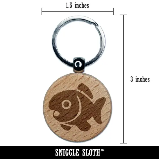 Cute Fish Engraved Wood Round Keychain Tag Charm {2}
