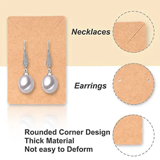 100 Pieces Earring Holder Cards 200 Pieces Earring Backs and 100 Jewelry Packaging for Earrings Necklace Jewelry Bags 3.5x2.4 Inches (Brown) {3}