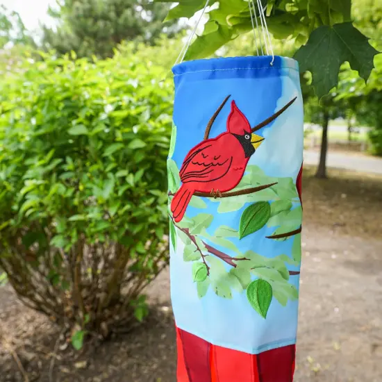 In the Breeze 5212 &mdash; Cardinal 40-inch Inspiration Windsock &mdash; Colorful Hanging Garden D&eacute;cor with Embroidered Details {3}