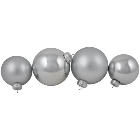 Northlight 2-Finish Christmas Glass Ball Ornaments - 4" & 3.25"- Silver - 72ct {4}