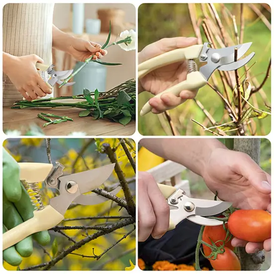 2 Pieces Premium garden shears, meperez pruning scissors gardening tools, pruners for flower, bushes, rose and fruit tree, use for florist, yard and orchard the plant clippers, sharp white steel anvil snips, 2 {4}