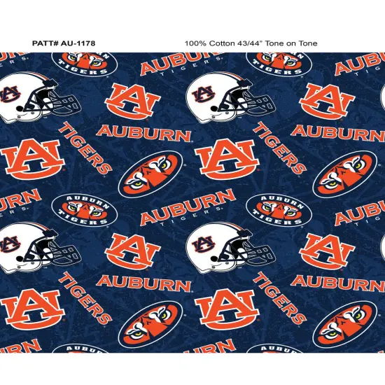 Sykel Enterprises-Auburn University Cotton Fabric-Auburn Tigers Tone On Tone Cotton Quilting Fabric {1}