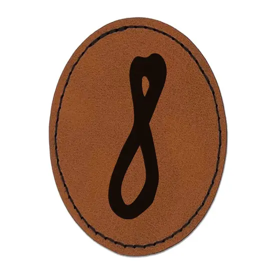 Number 8 Eight Felt Marker Font Round Iron-On Engraved Faux Leather Patch Applique - 2.5" Brown {1}