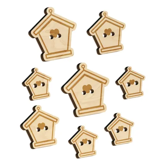 Sweet Birdhouse with Heart Wood Buttons for Sewing Knitting Crochet DIY Craft {7}