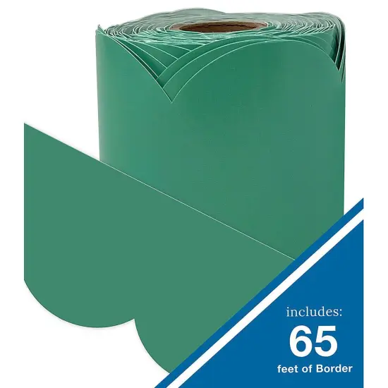 Grow Together Jade Green Rolled Scalloped Bulletin Board Borders, 65 Feet Per Roll, Pack of 3 {2}