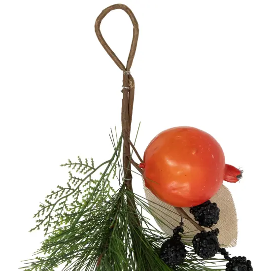 Northlight Mixed Berry, Leaves and Pomegranate Fall Harvest Garland - 6' x 10" - Green and Orange Red {6}